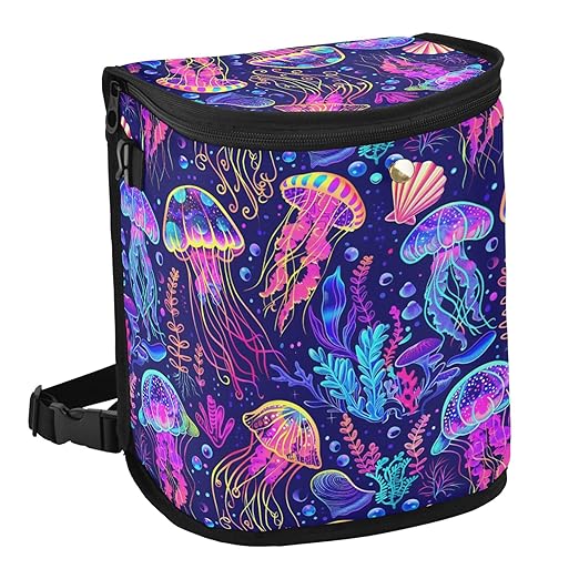 MNSRUU Car Trash Can with Lid, Jellyfish Car Trash Bag Hanging Organizers and Storage for Front Back Seat, Leak-Proof Trash Bin
