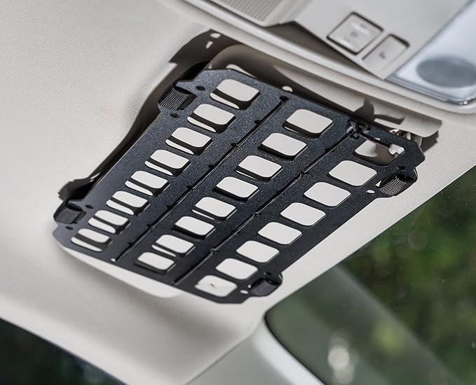 TACNEX Car Sun Visor Organizer Vehicle Rigid MOLLE Panel Tactical Gear Rack EDC Pouch Tool Holster Bag Holder Visor Cover Truck Equipment Mount Plate Modular Storage Shelf Auto Accessories