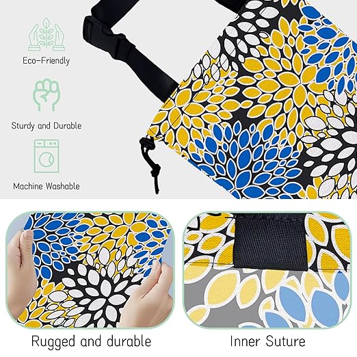 Chrysanthemum Car Trash Bag,Aster Flowers Hanging Drawstring Car Garbage Bag,Waterproof Canvas Car Back Seat Organizer with Adjustable Buckle,for Vehicles,SUVs,Camping,Road Trips