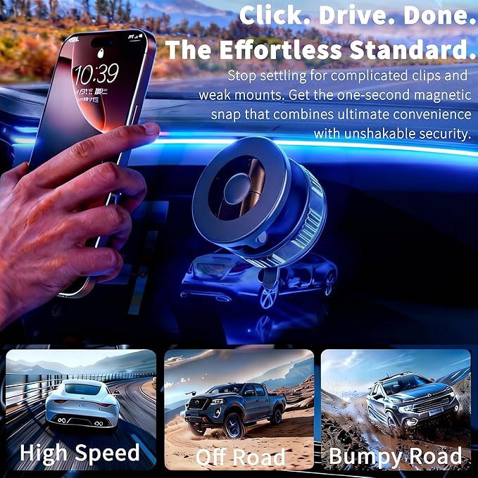 RayLink for MagSafe Car Phone Holder [120LB Suction & 2800gf Magnet] 360° Adjustable for Magnetic Phone Mount Compatible for iPhone 17/16/15/14/13/12 Series