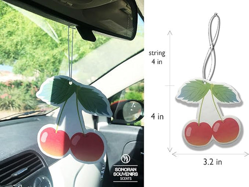 (Pack of 4) Fruity Fruit Air Fresheners - Automotive Accessory - Car Hanging Air Fresheners (Cherry)