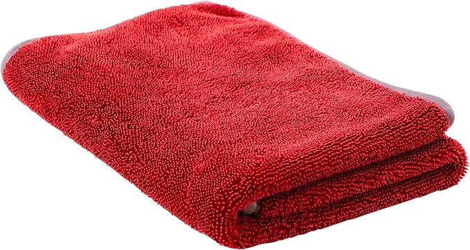VIKING Microfiber Towel, Premium Car Drying Towel, Twisted Loop, Soft and Super Absorbent, Thick 1000gsm for Car Detailing Kit, Red, 24 Inch x 24 Inch, 1 Pack