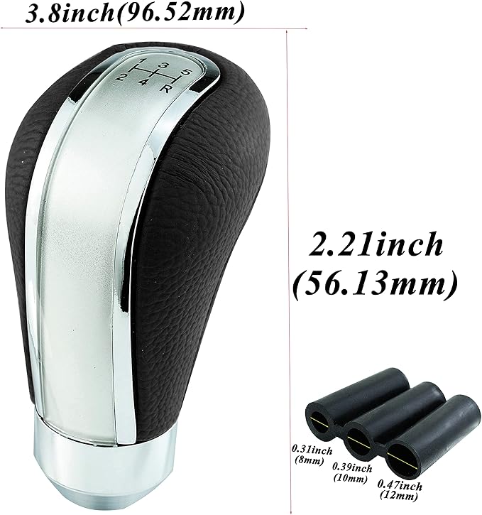 Abfer 5 Speed Shift Knob Aluminum Alloy Car Gear Stick Weighted Shifter Knob for Most Manual Truck Vehicle, Silver