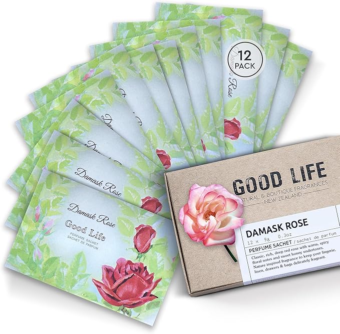 Good Life Damask Rose Scented Sachets | Designed in New Zealand | 12 Sachets