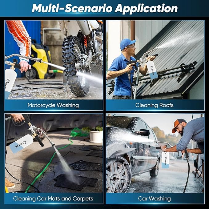 Saker Foam Cannon Dual Connector Accessory for Pressure Washer Kit,with Foam Cannon Dual Connector,Pressure Washer Gun for Car Washing and Cleaning,5 Power Washer Sprayer Nozzles