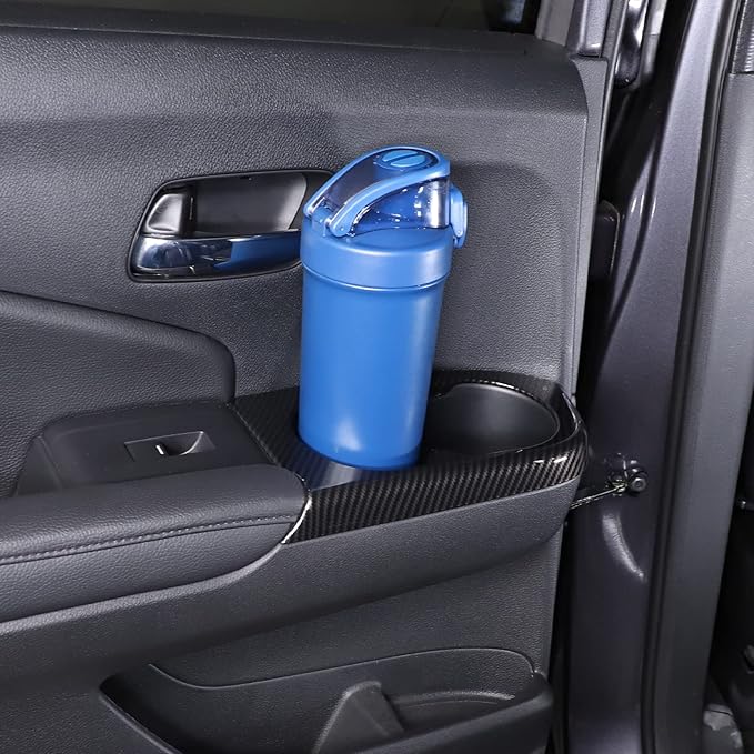 2PCS Rear Door Cup Holder Panel Frame Cover for Honda Pilot 2016-2022/ Passport 2019-2023, ABS Material Automotive 2nd Row Seat Cup Holder Cover Interior Accessories (Carbon Fiber Pattern)