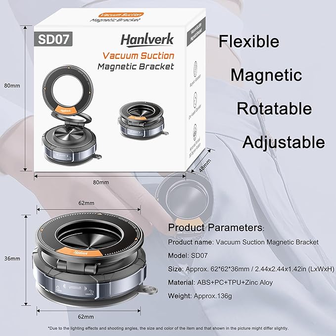 Magnetic Phone Mount, Car Phone Holder for MagSafe, Enhanced Vacuum Suction Cup, 360° Adjustable, Strong N52 Magnets, Zinc Alloy, Cell Phone Accessories for iPhone 17 16 15 14 13 Series, and Android