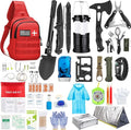 Emergency Survival Kit, 151 Pcs Survival Gear First Aid Kit, Outdoor Trauma Bag with Tactical Flashlight Knife Pliers Pen Blanket Bracelets Compass for Camping Earthquake or Adventures