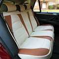 FH Group Car Seat Cover for Back Seat Beige Brown Faux Leather - Universal Fit, Rear Seat Covers for Cars with Rear Split Bench, Car Seat Cushions, Car Interior Accessories for SUV, Sedan, Van