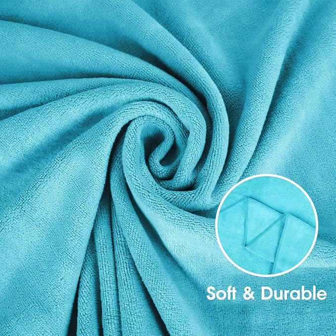 JML Towels, Large Microfiber Bath Towels Set, Pack of 4, 27" x 55", Soft, Super Absorbent, Fast Drying for Swimming, Pool, Fitness, Sport, Yoga - Sky Blue