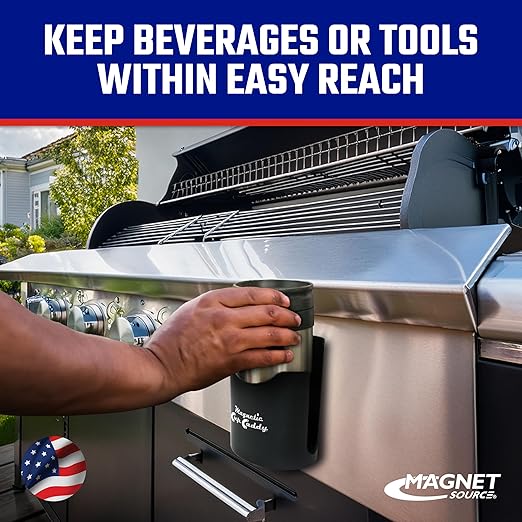 Master Magnetics Magnetic Cup Caddy - Keep Your Favorite Beverage at Hand, 3.3" Inner Diameter, 4.625" Height, Black, Pack of 6, 07583X6