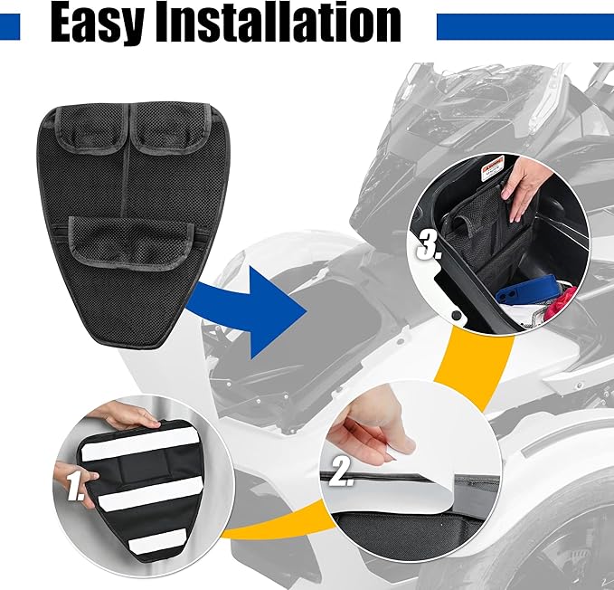 Front Trunk Organizer with Mesh Pocket for Spyder, Frunk Tool Bag Side Wall Storage Accessories for Can-Am Spyder F3 F3-S F3-T F3-L 2015-2025, (Black Style)