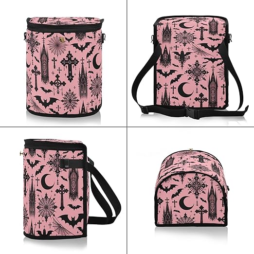 MNSRUU Car Trash Can with Lid, Black Gothic Moon Spider Webs and Bats Car Trash Bag Hanging Organizers and Storage for Front Back Seat, Leak-Proof Trash Bin