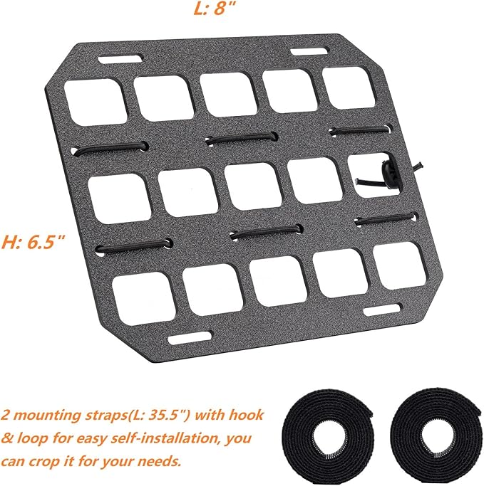 TACNEX Car Headrest Organizer MOLLE Panel for Vehicle Seat Back EDC Pouch Tool Holster Bag Gadget Holder Backpack Insert Panel Tactical Gear Rack Truck Equipment Plate Modular Storage Shelf