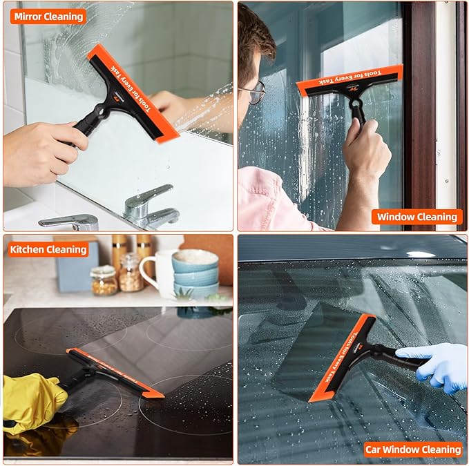 WRAPXPERT Window Tint Squeegee 2PCS 8-INCH Wide Blade Squeegee for Car Window Film Installation, Windows Tint Tool Kit for Windshield, Rear Glass Water Removal Bathroom Cleaning Kit