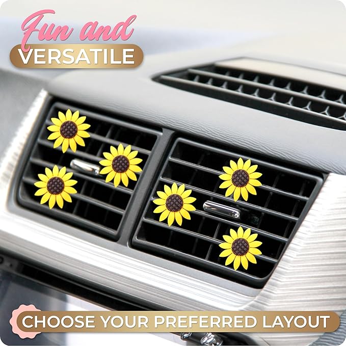 6 Pieces Sunflower Air Vent Clip Car Air Freshener Sunflower Car Accessories Cute Car Air Freshener Sunflowers Gift Decorations Girasoles Car Clip Interior Air Vent Decorations
