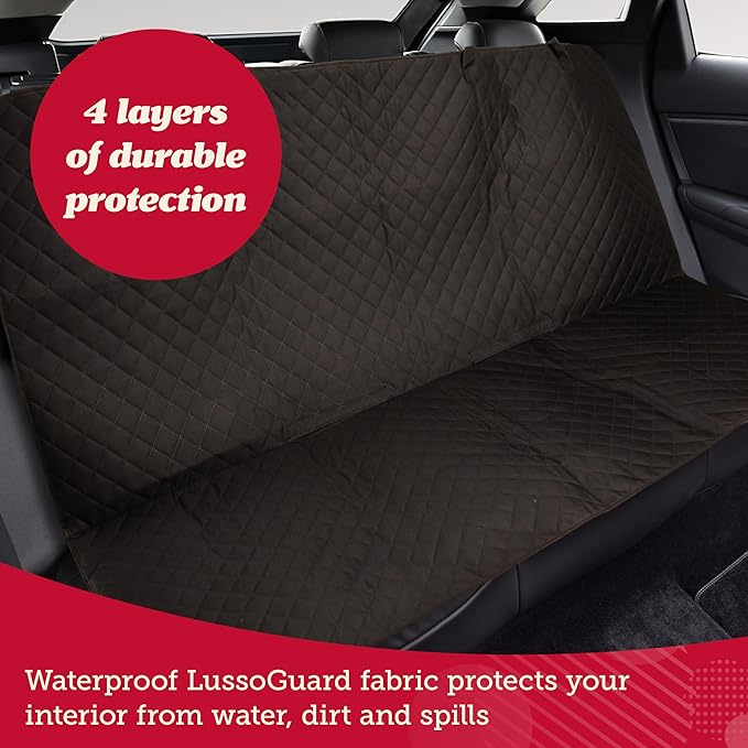 Lusso Gear Dog Car Seat Cover - Waterproof & Non-Slip Seat Protector - Universal Fit Truck & SUV Covers - Quick Install & Machine Washable Travel Accessory for Dogs - Black, Oxford Fabric