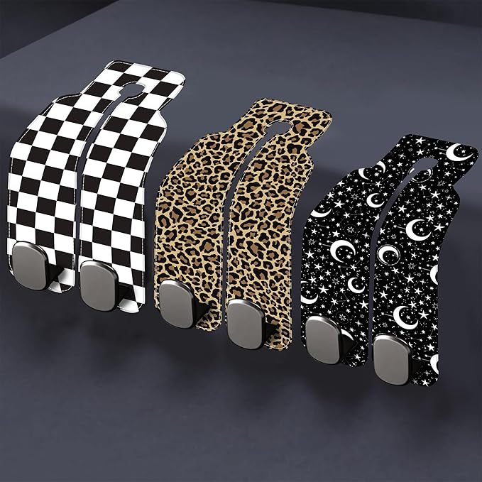 1 Pack Car Seat Headrest Hooks for Purses and Bags Watercolor Daisy Floral Bag Purse Holder for Car with Double Metal Hooks Car Purse Hanger Hanging Accessories