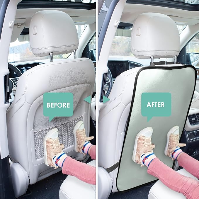 FH Group Faux Leather Auto Seat Back Kick Protectors, Heavy Duty Car Kick Mats for Kids –2-Pack Back Seat Protector for Driver and Passenger Seat, Waterproof Protection, Easy to Clean