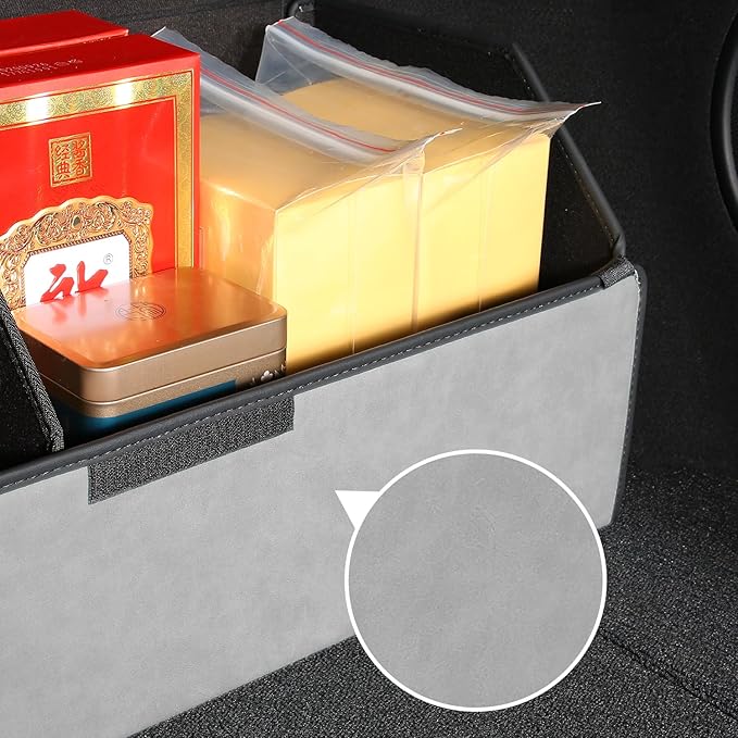 Trunk Organizer for Ford Bronco/Sport 2021-2025 - Gray Alcantara Leather Storage Box, Tailored Precision, Maximize Your Storage, Large Foldable Trunk Organizer Boxs with 3 Compartments