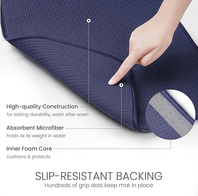 Bellemain XXL Dish Mat Microfiber Dish Drying Mat, Super absorbent (Navy, 17" x 24")