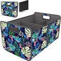 Homeve Trunk Organizer, Car Storage, Reinforced Handles, Collapsible Multi-Compartment Car Organizers, Foldable, Waterproof, 600D Oxford Polyester (Color Leaves, 2 Compart)
