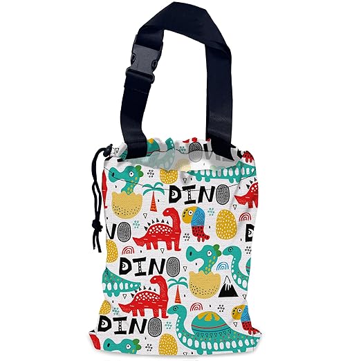 Cartoon Dinosaur Car Trash Bag,Palms Hanging Drawstring Car Garbage Bag,Waterproof Canvas Car Back Seat Organizer with Adjustable Buckle,for Vehicles,SUVs,Camping,Road Trips