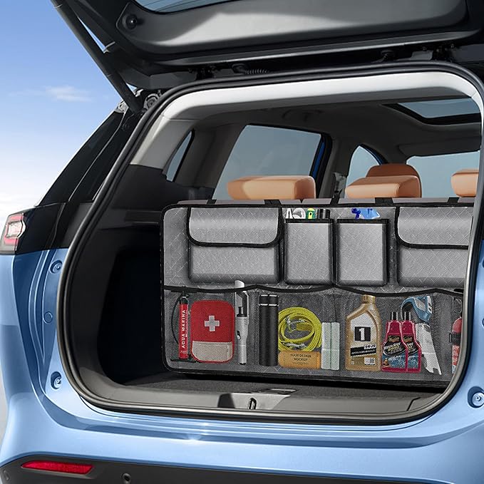 Car Trunk Organizer and Storage, Large Capacity Backseat Hanging Storage Accessories, Backseat Car Organizer for SUV/MPV/Truck (Grey)