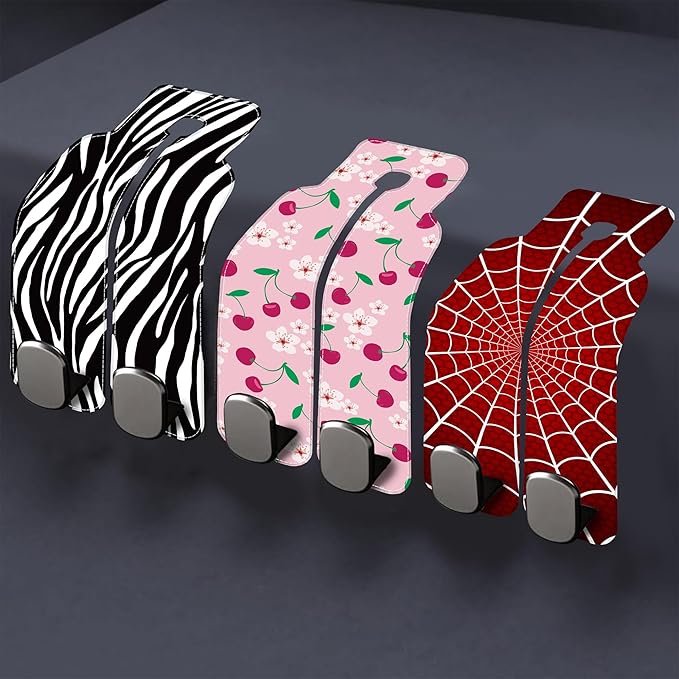 1 Pack Car Seat Headrest Hooks for Purses Abstract Black and Grey Leopard Bag Purse Holder for Car with Double Metal Hooks Car Purse Hanger Hanging Accessories