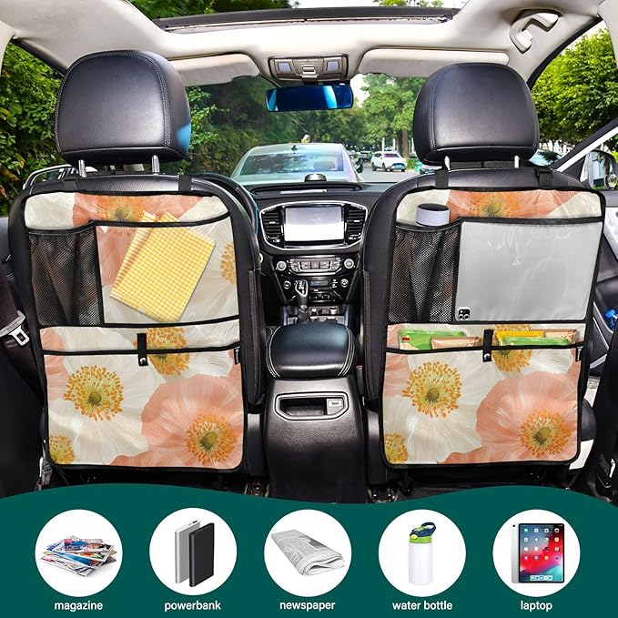 Pop Art Poppy 1 Pack Backseat Car Organizer with Storage Pockets Seat Back Organizers for Kids Kick Mats Backseat Protector Automotive