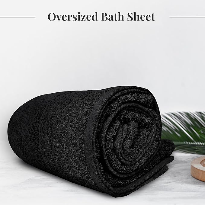 Tens Towels Pack of 1 Jumbo Bath Sheet 40 x 80 Inches, Extra Large & Light Weight, Quicker to Dry, 100% Cotton, Super Soft & Absorbent, Perfect to Wrap Yourself in, Black