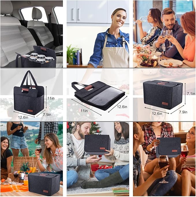 6 Cup Drink Carrier with Handle, Reusable Insulated Drink Caddy Drink Holder for Car, Folding Portable Coffee Cup Holder Bag for Travel and Delivery