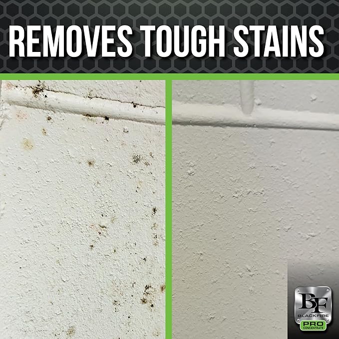 BLACKFIRE Pro Concentrate Instant Mildew Stain Remover Spray | Professional Grade, Rapid Action, No-Scrub Formula, Safe to Use on Multiple Surfaces | Great for Home, Bathroom & Shower Cleaning | 16 oz