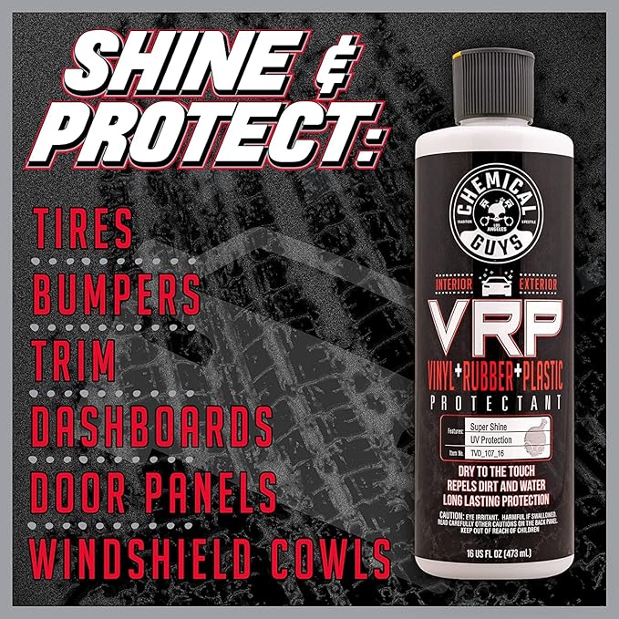 Chemical Guys VRP Protectant & WonderWave Applicators Kit - 16 oz Vinyl, Rubber, and Plastic Dressing with Foam Applicators - Restores Your Car's Interior & Exterior Surfaces