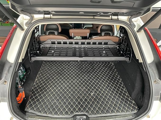 HIGH FLYING Car Accessories for Volvo XC60 2018-2025 Modular System Molle Panels Storage Trunk Shelf Luggage Storage Carrier Trunk Organizer Aluminum Alloy (Side Panels+Trunk Shelf+Storage Box)