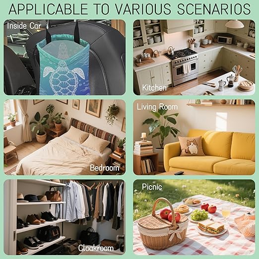 Sea Turtle Car Trash Bag,Hanging Drawstring Car Garbage Bag,Waterproof Canvas Car Back Seat Organizer with Adjustable Buckle,for Vehicles,SUVs,Camping,Road Trips