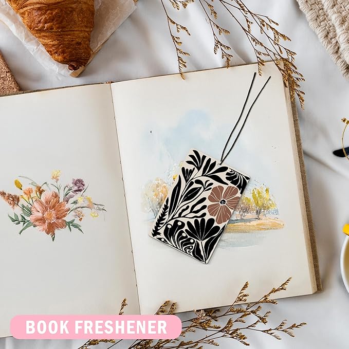 Boho Abstract Floral Car Air Freshener 4Pcs, Neutral Abstract Minimalist Flower Botanical Air Freshener for Car Interior Closet Drawer Books, Boho Retro Car Mirror Decor Hanging