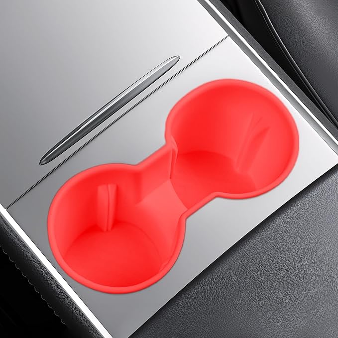 frani Center Console Cup Holder Designed for Tesla Model 3 2021-2023 Model Y 2021-2025,Tesla Interior Center Console Accessories Red