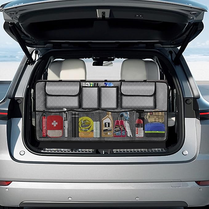 Car Trunk Organizer and Storage, Large Capacity Backseat Hanging Storage Accessories, Backseat Car Organizer for SUV/MPV/Truck (Grey)