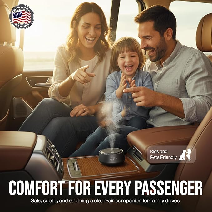 Smart Car Diffuser with 20ML Scent Oil Included - Car Air Freshener - Aromatherapy Diffuser - Portable, Compact, Cordless and Quiet Device - Deluxe Car Diffuser Luxscent Collection