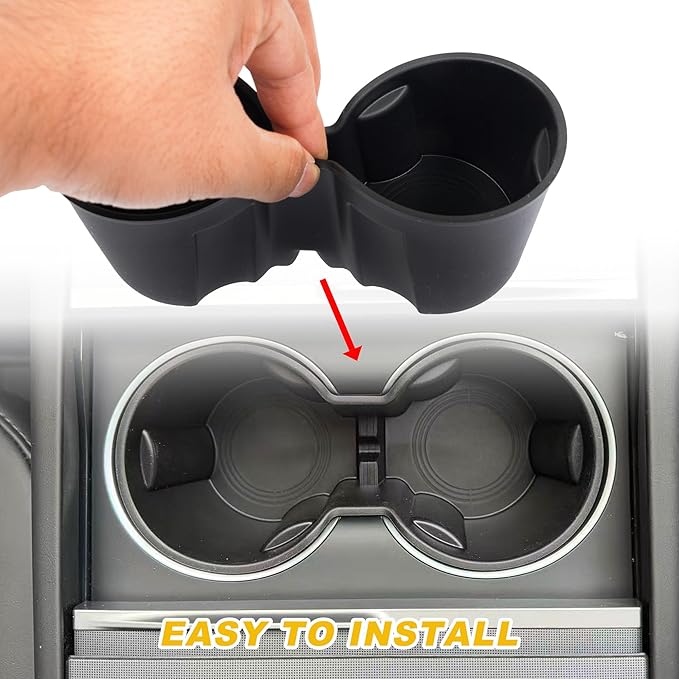Dermon Cup Holder Insert for Tesla New Model Y Juniper 2025 2026 Drink Limiter Center Console Water Cup Holder TPE Interior Accessories