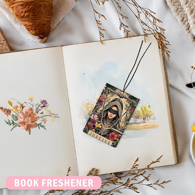 Boho Car Air Freshener 4Pcs, Stoicism Gifts Air Freshener for Car Interior Closet Drawer Books, Boho Stoicism Lion Owl Witchy Floral Tarot Card Car Mirror Decor Hanging