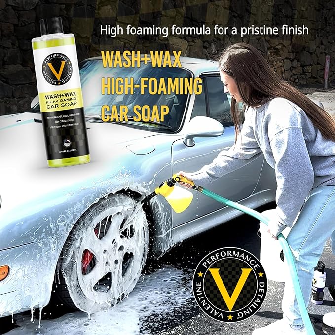 VPD Ultimate Shine Wash & Wax Cleaner 16oz - High Foaming Car Soap with Carnauba Wax, Ideal for Car Detailing, Cleaning, and Shining - Versatile for Foam Cannon & Bucket, Car Wash Kit Essential
