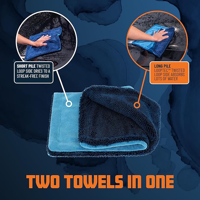 Chemical Guys Little Megalodon Multi Purpose Microfiber Towel (2 Pack) 13.7 x 13.7 Inch – Ultra Plush Detailing Towels for Car Wash, Drying, Interior Cleaning, Glass, Dusting & Polishing