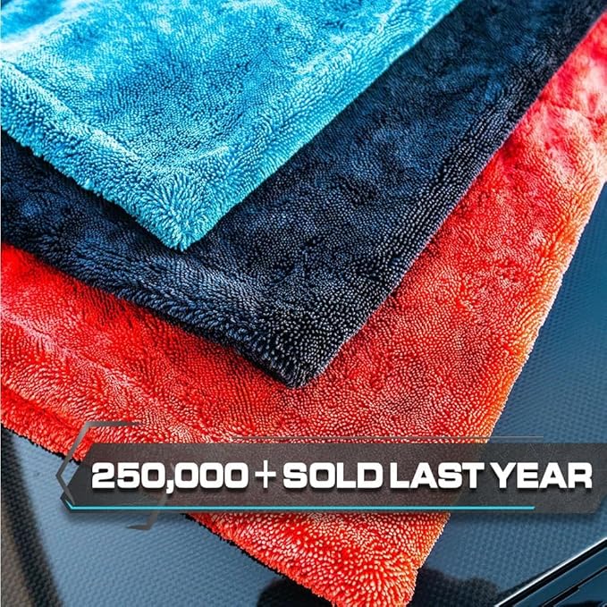 Blackline Car Drying Towel - 2ftx3ft XL-Popular Pick Among Detailing Pros -Aqua 1300 GSM Microfiber Accessory - Absorbs Over 8lbs of Water - Leaves No Streaks, Spots or Scratches - Dries an Entire Car