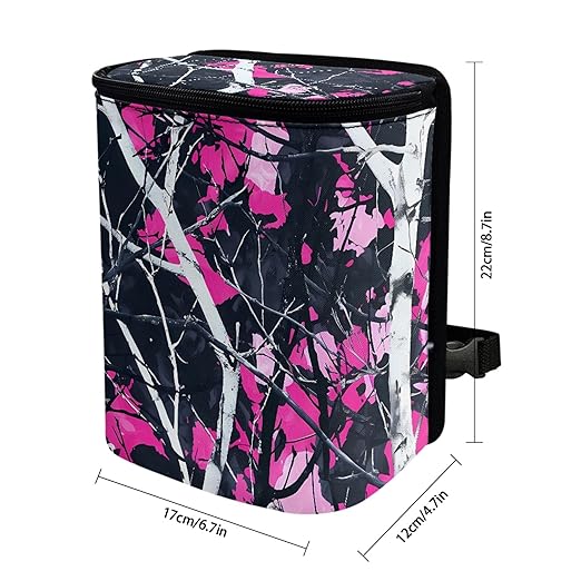 Pink Camo Car Trash Bin for Back Seat Collapsible Hunting Forest Trash Bag Automotive Garbage Can Auto Accessories Interior Car Organizer