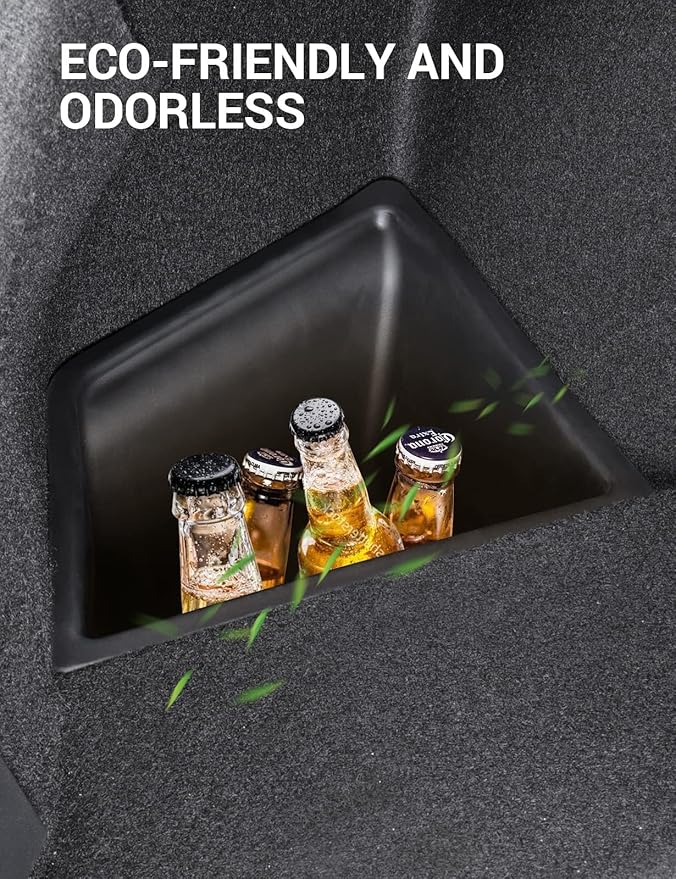 BASENOR 2023 2022 2021 Tesla Model 3 Trunk Storage Bin, Trunk Organizer with Carpeted Lid, Waterproof Rear Trunk Side Storage Box for Model 3 Interior Accessories (Not Fit 2024 2025 Model 3)