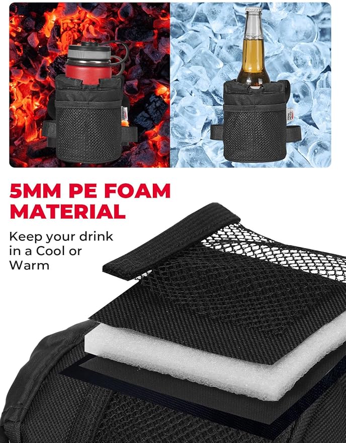 KEMIMOTO Bike Cup Holder, Bike Water Bottle Holder Bicycle Handlebar Drink Holder with Mesh Pockets Phone Bag, Universal Compatible with Road Bike MTB E-Bike Cruiser Scooter Wheelchair