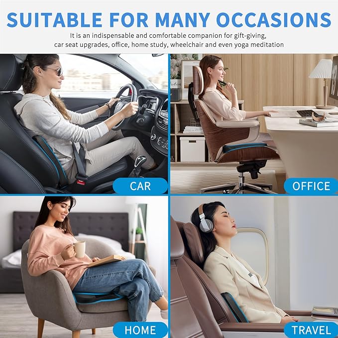 Nilight Car Seat Cushion Black Leather Breathable Mesh Splicing Cushion Memory Foam Suitable for Daily Life Driving Relieves Sciatica and Tialbone Pain Improves Drive Visibility