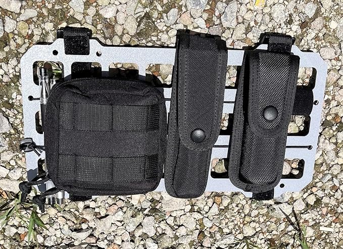 TACNEX Vehicle Rigid MOLLE Panel for Car Visor Organizer EDC Pouch Tool Holster Bag Holder Tactical Gear Rack Truck Equipment Mount Plate Modular Storage Shelf Auto Interior Accessories Light Grey